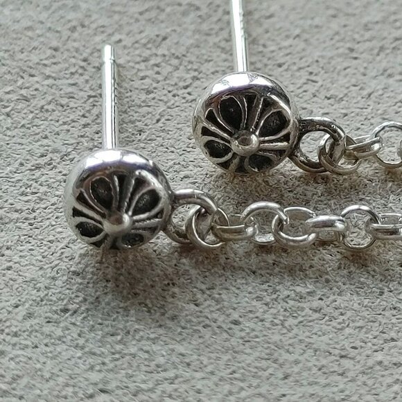 Chrome Hearts Spike Drop Earrings (Pair) 925 Sterling Silver - Picture 3 of 12